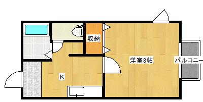 ハイツゆり(1K/1階)の間取り写真
