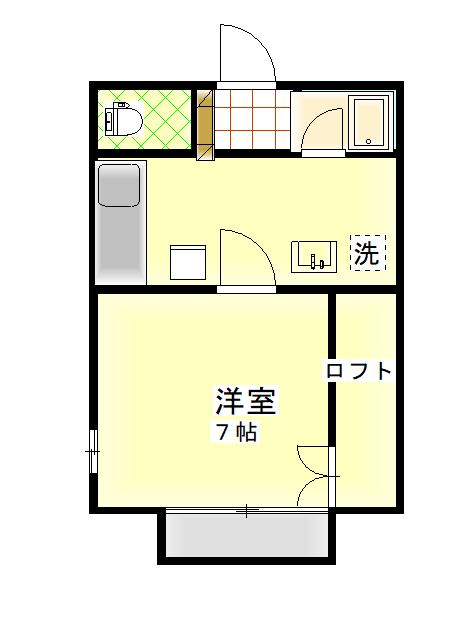 ぴあ殿町B棟(1K/1階)の間取り写真