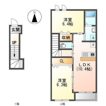 リーヴル(2LDK/2階)の間取り写真