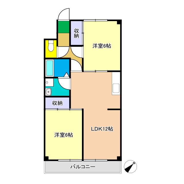 ダイヤモンドハイツみかづき(2LDK/3階)の間取り写真