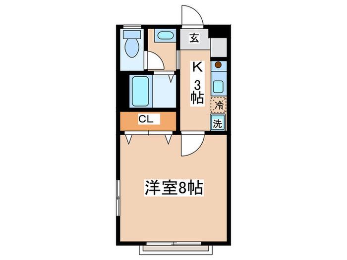 玉学サイドパレス1(1K/2階)の間取り写真