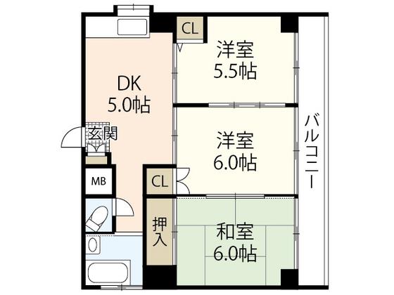 小嶋ビル(3DK/2階)の間取り写真