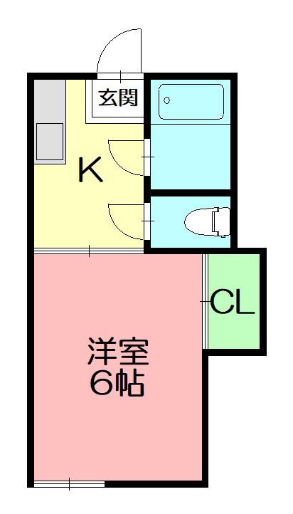 有明荘(1K/2階)の間取り写真