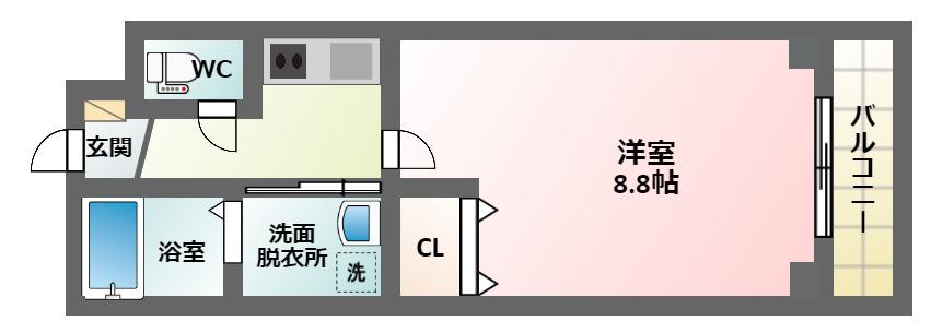 ソレイユ山坂(1K/2階)の間取り写真