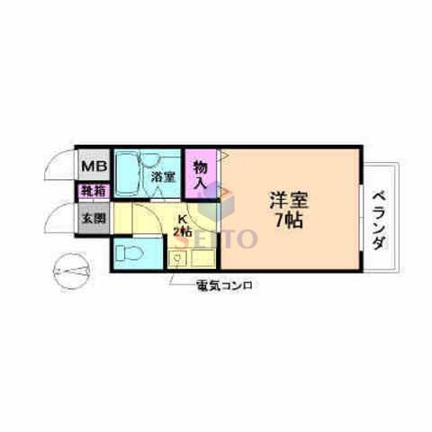 ファミーユ松本(1K/4階)の間取り写真