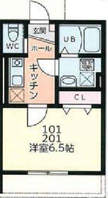 ゴールドスター矢向(1K/2階)の間取り写真