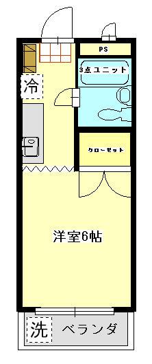 ベルハイム小作台(1K/1階)の間取り写真