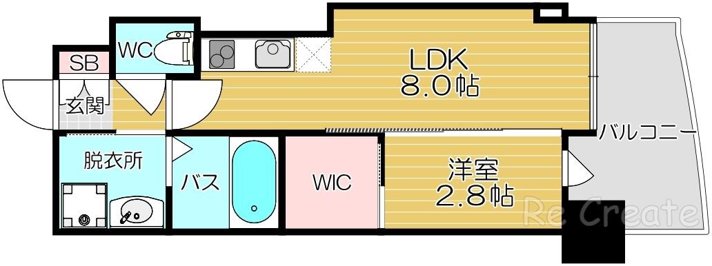 セレニテ日本橋プリエ(1LDK/8階)の間取り写真
