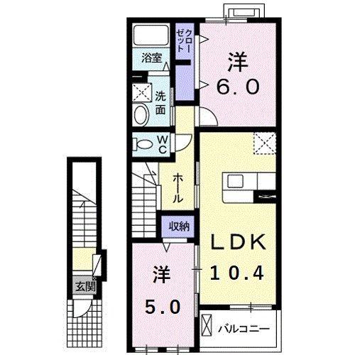 ノホ・エカヒ昆陽(2LDK/2階)の間取り写真