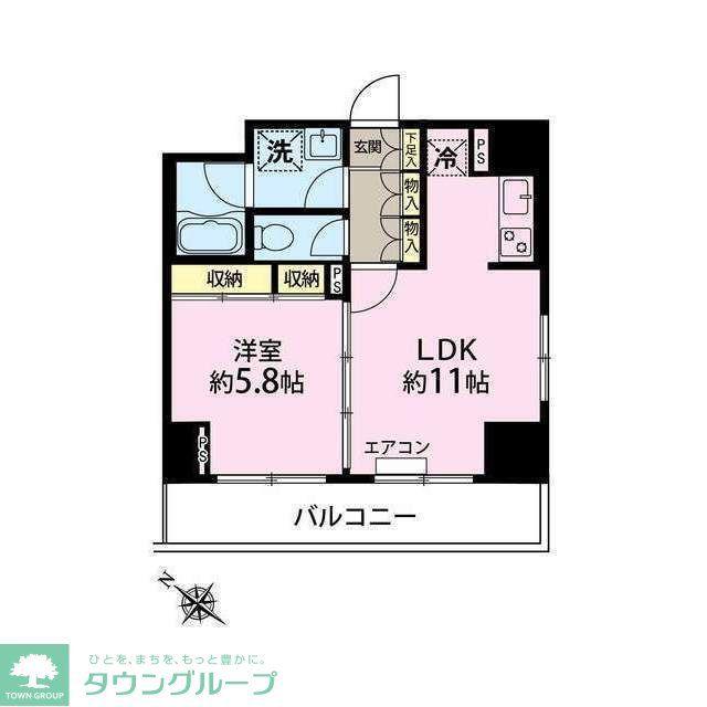 ベェルヴェル稲城(1LDK/6階)の間取り写真