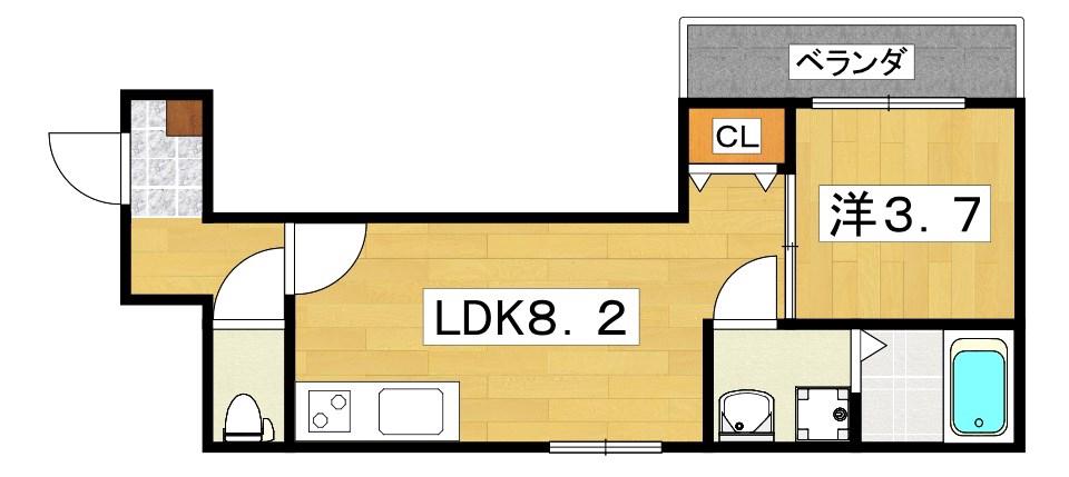 ALEGRIA枚方サウス(1LDK/1階)の間取り写真