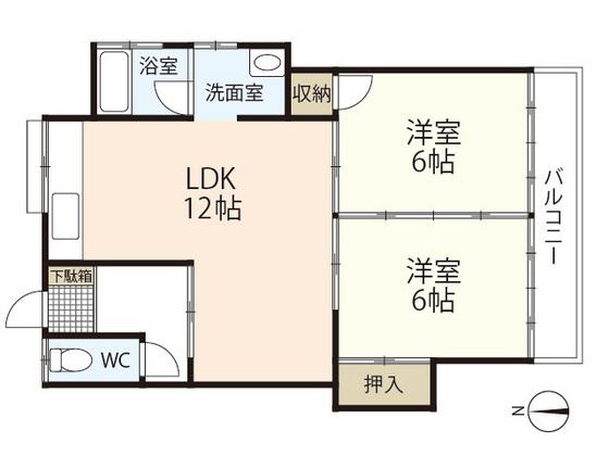 橋本アパートA棟(2LDK/1階)の間取り写真
