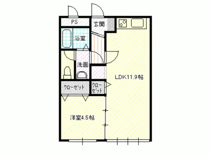 山二フェニックスビル(1LDK/4階)の間取り写真