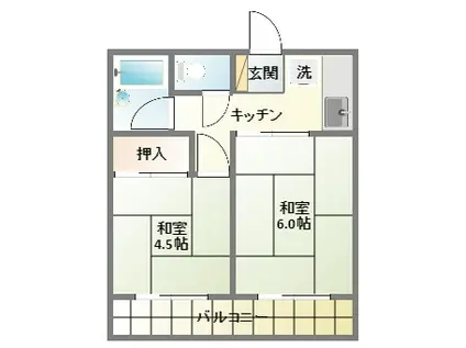 富澤ハイツ(2K/2階)の間取り写真