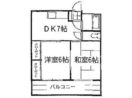 サンカープII(2DK/2階)の間取り写真