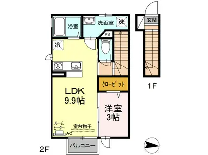 D-CITY(1LDK/2階)の間取り写真