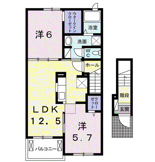 プリムラ 五番館(2LDK/2階)の間取り写真