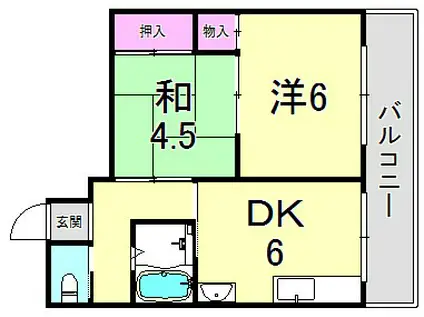 ハイム甲子園(2DK/3階)の間取り写真
