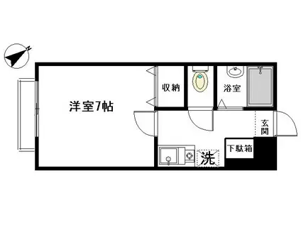 レインボーMIZUNO(1K/1階)の間取り写真