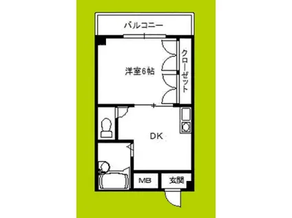 一楽マンション(1DK/4階)の間取り写真