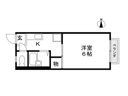 リバーヒル喜志(1K/2階)の間取り写真