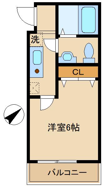 PORTSIDE WILLOW(1K/2階)の間取り写真