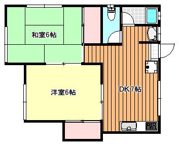 錦江ビッグハイム(2DK/2階)の間取り写真