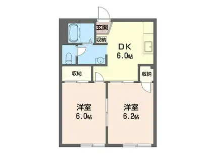 グリーンパーク(2DK/1階)の間取り写真