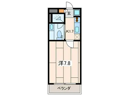 シャンテーム鶴間(1K/2階)の間取り写真