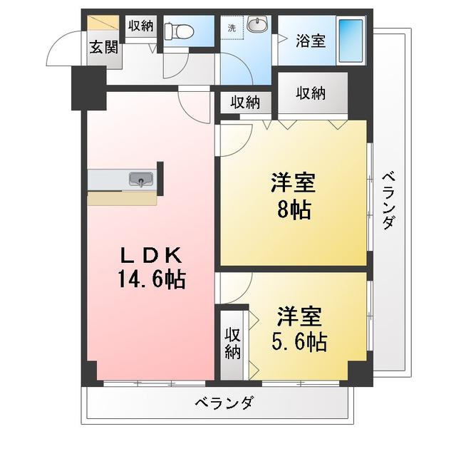 ジョディ・ミラージュ西船橋(2LDK/8階)の間取り写真
