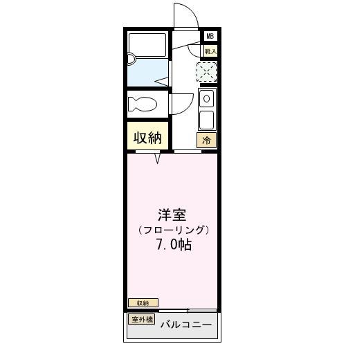 サンライズ(ワンルーム/2階)の間取り写真