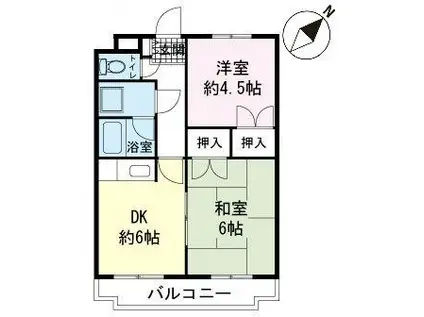 山之井プラザ(2DK/3階)の間取り写真