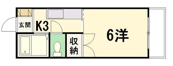 メゾン温品(1K/2階)の間取り写真