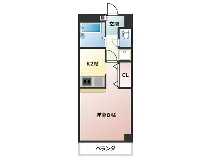 新屋敷山元マンション(1K/2階)の間取り写真