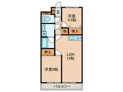 ハピネス飯田5号館(2LDK/2階)の間取り写真