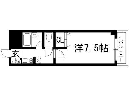 阪急宝塚線 川西能勢口駅 徒歩5分 6階建 築27年(1K/3階)の間取り写真