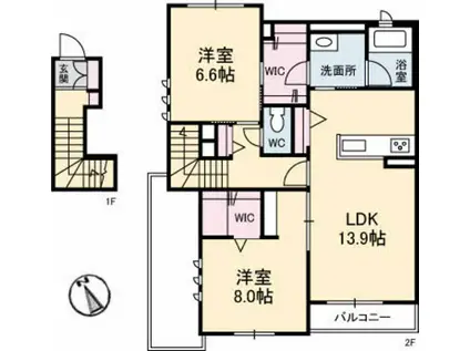 ル パルク(2LDK/2階)の間取り写真