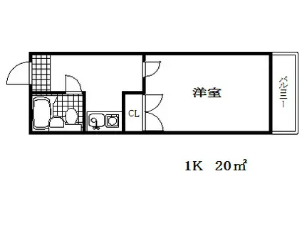 ラムール神戸(1K/2階)の間取り写真