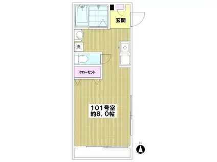 三穂マンション(1K/1階)の間取り写真