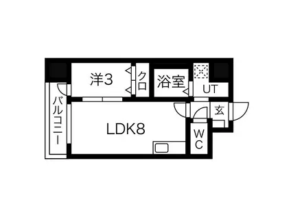 サンライズ支倉町(1LDK/9階)の間取り写真