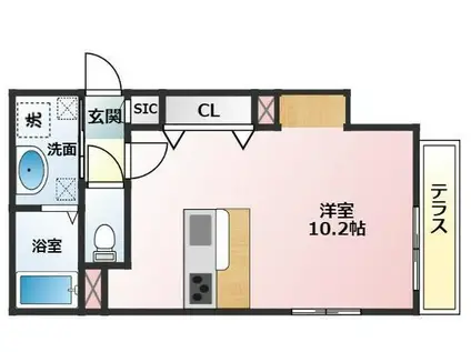 グランドゥール ソレイユ 常盤(ワンルーム/1階)の間取り写真