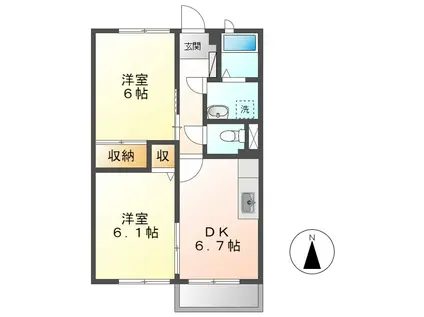 ヴィラ・エバーグリーン(2DK/2階)の間取り写真