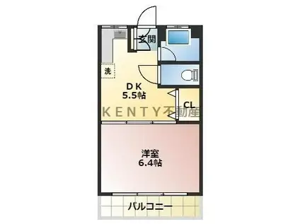 第一富士美マンション(1DK/3階)の間取り写真