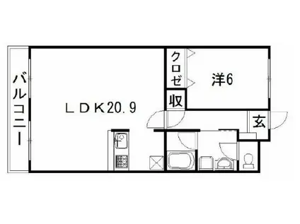 レジデンス上島(1LDK/3階)の間取り写真
