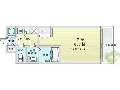 エスリードレジデンス大阪グランノースⅡ(1K/3階)の間取り写真
