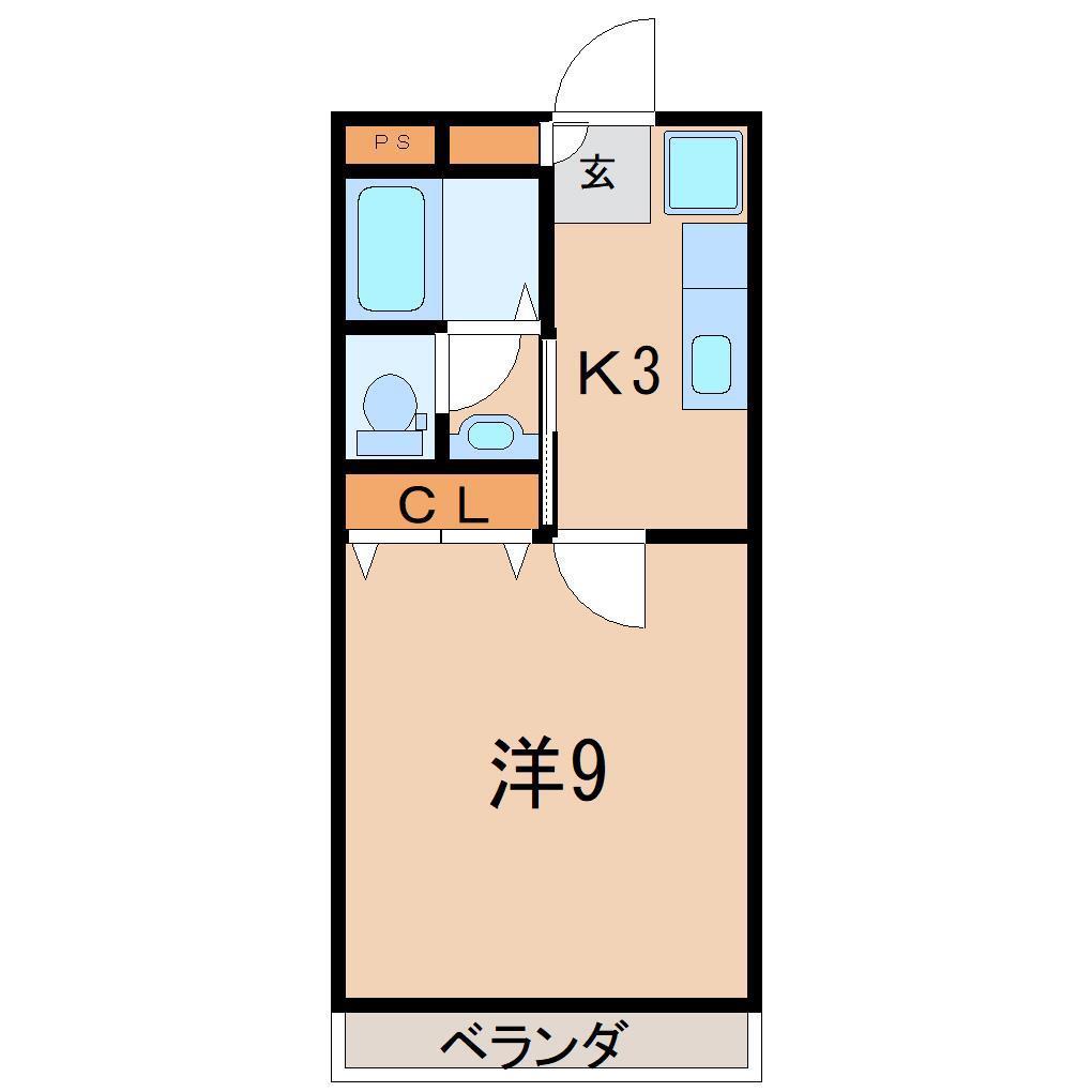フローラル山下(1K/2階)の間取り写真