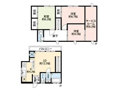 コーポ山雄(3SLDK/2階)の間取り写真