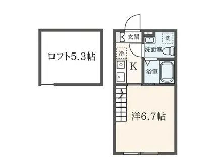 マ・ピエス長尾B(1K/1階)の間取り写真