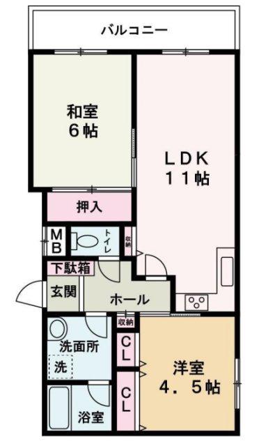 アルコ・ラ・カーサ姫路土山(2LDK/3階)の間取り写真