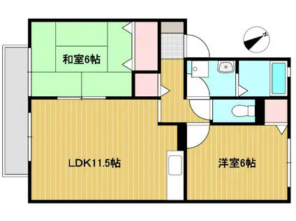 セジュール花水木 B(2LDK/1階)の間取り写真